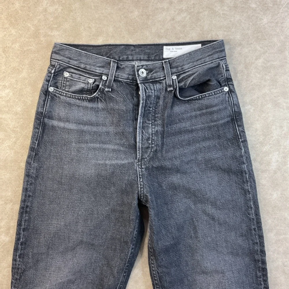 Rag & Bone Jeans 90s High Rise Straight Button Fly Kali Washed Black Women Sz 27